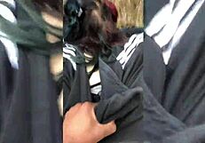 emo slut chokes on black cock bent over in public park creampie
