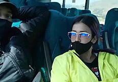 blowjob then creampie fuck on public bus