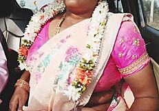 naughty indian housewife sneaks car sex with dirty telugu whispers and tit bouncing