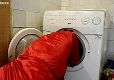 Her Head Stuck in Washer I Fucked Doggy