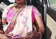 naughty indian housewife sneaks car sex with dirty telugu whispers and tit bouncing