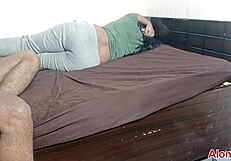 Indian bhabhi gives devar bedroom blowjob and titty footjob