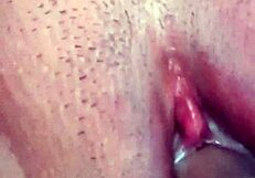 asian teen's juicy hairy pussy filled with cum closeup