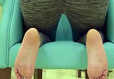 What happens when teen babe in leggings teases sugar daddy during workout?
