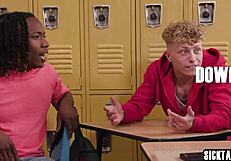 Horny big ass blonde petite student bent over doggystyle double penetration gangbang fucked rough by friends and monster cock teacher interracial