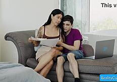 why does horny boy lick dana vespoli's juicy stepmom boobs and pussy?