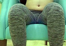 What happens when teen babe in leggings teases sugar daddy during workout?