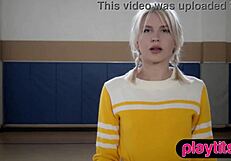 Petite Blonde Milf Cheerleader Strips Teasing Her Massive Juicy Ass