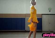 Petite Blonde Milf Cheerleader Strips Teasing Her Massive Juicy Ass