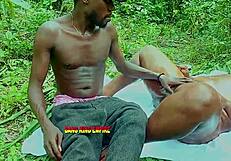 made her squirt loud twice in the bushes with my monster cock