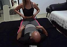 what's step-uncle really doing to innocent step-niece bent over?