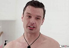 Busty shemale stepsis tempts me in shower for bareback anal fun