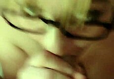 pornnapplepie deepthroats with gagging and spitting in sexy glasses on her knees