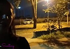 Bruna Santiny 18+ Sucks Stranger's Cock in Square After Fighting Husband