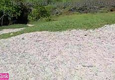 Amateur couple sneaks public beach sex on vacation she sucks daddy's cock rough then he face fucks her submissive slut girlfriend till cumshot facial