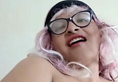Pink-haired Gina surrenders to intense fuck right in her living room