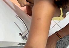 bathroom sex turns forceful with latina big ass pounding