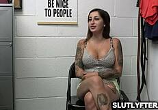 shoplifter gives the officer that teasing lap dance he craves in the back