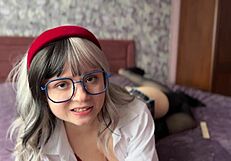 Naughty College Girl In Nylon Lingerie Teases Feet Cosplay