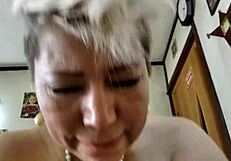 hey this mature couple pulls off big cock pranks with pearl necklace and hot closeups