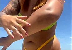 african babe flashes big pussy craving cocks on the beach
