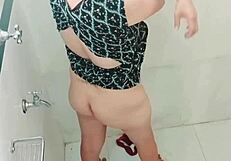 Latina housewife savors hot shower dildo play on her huge natural tits