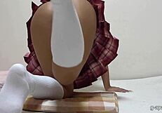 Tanned Big Tits Burst from Rumina Sena's Uniform Miniskirt and G-String Cameltoe