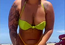african babe flashes big pussy craving cocks on the beach