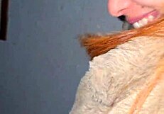 cheating neighbor's tight pussy filled with cum after bent over home fuck