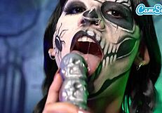 Horny Petite Latina Wednesday Addams Toys Wet Pussy to Quivering Orgasm in Halloween Cosplay