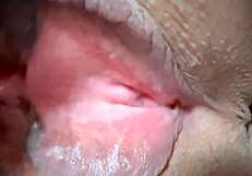 Amateur's Pink Shaved Pussy Closeup Post-Virginity