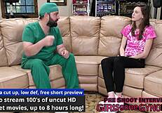 the perverted podiatrist tickles lilly jade's natural tits and feet backstage in latex gloves at hospital