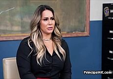 Curvy Housewife Gags on Principal's Fat Cock Deep in Office