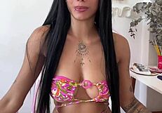 little indian girl rams dildo deep in wet pussy till she cums