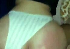 Thong Pulled Aside Cock Buried Deep in Latina Ass