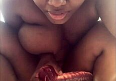 Brunette Ebony Babe Shakes Huge Ass Outdoor Before Dildo Pussy Pounding!