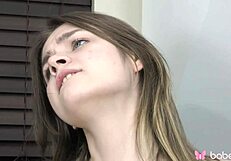 Minni Love Fingers Shaved Pussy on Desk Moaning Softly