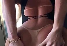 transsexual crossdresser model spreads juicy ass cheeks wide open