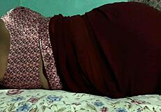 sanjana aunty's juicy ass sways teasingly under tight maroon saree