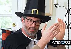 Hot Stepfamily Foursome Thanksgiving Fuck With Chanel Camryn And Tiffani Madison