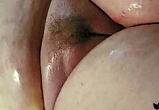 Sandra's Fat Hairy Pussy Lips Worshiped and Sucked in Garage