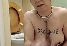 hey slave girl licks the toilet clean like a total whore