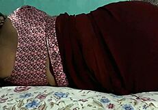 sanjana aunty's juicy ass sways teasingly under tight maroon saree