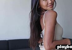 Ever seen cute asian strip her tiny tits bare?