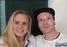 hey watch this blonde wife barra brass take anal creampie beside her cuck hubby