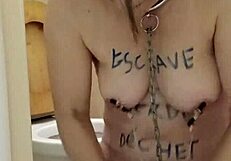 hey slave girl licks the toilet clean like a total whore