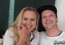 hey watch this blonde wife barra brass take anal creampie beside her cuck hubby
