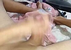 young white boy strokes his cock solo