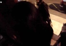 spank that bitch while she licks pussy outdoors!