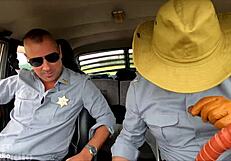 Alice murkovski takes hard anal from two sheriff sluts